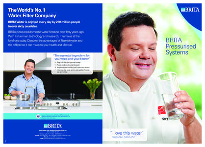 The World’s No. 1 Water Filter Company The World’s No. 1 Water Filter Company  BRITA Water is enjoyed every day by 250 million people