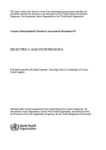 Environmental Health Criteria / Concise International Chemical Assessment Document / Hazard analysis / International Programme on Chemical Safety / Environmental health / Risk assessment / IPCS Health and Safety Guide / Safety / Risk / Health