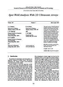 Volume 109, Number 2, March-April[removed]Journal of Research of the National Institute of Standards and Technology