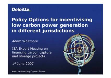Policy Options for incentivising low carbon power generation in different jurisdictions STRICTLY PRIVATE AND CONFIDENTIAL