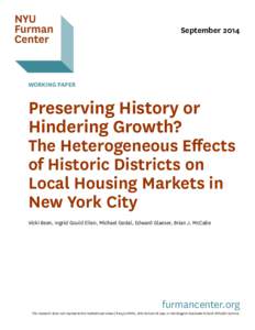 SeptemberWORKING PAPER Preserving History or Hindering Growth?