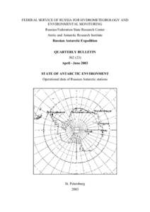 FEDERAL SERVICE OF RUSSIA FOR HYDROMETEOROLOGY AND ENVIRONMENTAL MONITORING