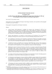 COUNCIL  DECISION  (EURATOM  -  of  10  Februaryamending  DecisionEuratom  establishing  the  European  Joint  Undertaking  for  ITER  and  the  Development  of  Fusion  Energy  and