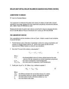 MOLAR AND PARTIAL MOLAR VOLUMES IN AQUEOUS SOLUTIONS[removed]QUANTITATIVE TECHNIQUES