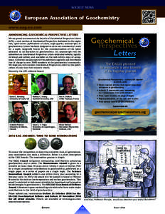 European Association of Geochemistry www.eag.eu.com ANNOUNCING GEOCHEMICAL PERSPECTIVES LETTERS We are proud to announce the launch of Geochemical Perspectives Letters (GPL), a new section of Geochemical Perspectives ded