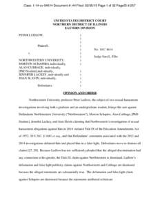 Case: 1:14-cv[removed]Document #: 44 Filed: [removed]Page 1 of 32 PageID #:257  UNITED STATES DISTRICT COURT NORTHERN DISTRICT OF ILLINOIS EASTERN DIVISION PETER LUDLOW,