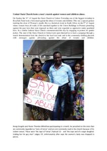 Umlazi Oasis Church hosts a men’s march against women and children abuse. On Sunday the 31st of August the Oasis Church in Umlazi Township one of the biggest township in KwaZulu-Natal took a firm stand against the abus