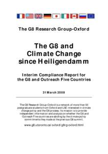 The G8 Research Group-Oxford  The G8 and Climate Change since Heiligendamm Interim Compliance Report for