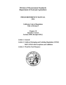 Uniform Laws and Regulations in the areas of legal metrology and engine fuel quality (NIST Handbook 130, 2016)