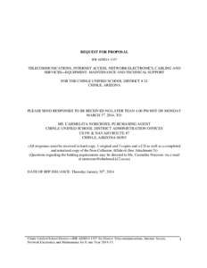 REQUEST FOR PROPOSAL IFB ADM14-1357 TELECOMMUNICATIONS, INTERNET ACCESS, NETWORK ELECTRONICS, CABLING AND SERVICES—EQUIPMENT, MAINTENANCE AND TECHNICAL SUPPORT FOR THE CHINLE UNIFIED SCHOOL DISTRICT # 24