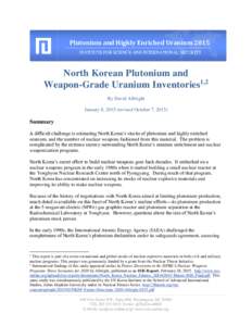 Plutonium Plutoniumand andHighly HighlyEnriched EnrichedUranium Uranium2015