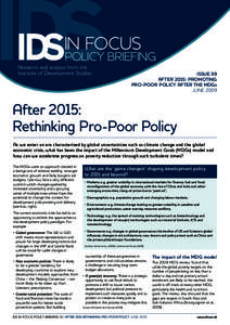 IN FOCUS  POLICY BRIEFING Research and analysis from the Institute of Development Studies