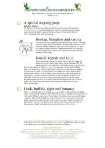 Puppet Pamphlet: a short note from the Puppetry Museum Number 152d   A special wayang prop