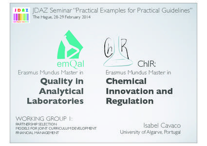 JDAZ Seminar “Practical Examples for Practical Guidelines” The Hague, 28-29 February 2014 Erasmus Mundus Master in  Quality in