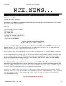 NCH News Email Newsletter