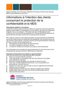 Client information on privacy and the Minimum Data Set - French