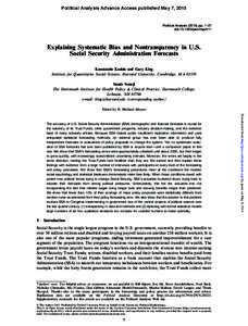 Political Analysis Advance Access published May 7, 2015  Political Analysispp. 1–27 doi:pan/mpv011  Explaining Systematic Bias and Nontransparency in U.S.