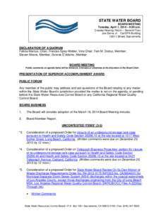 Government / Environment / California State Water Resources Control Board / Government of California / Clean Water Act / California Environmental Protection Agency / Agenda / Public comment / Submittals / Environment of California / Meetings / Parliamentary procedure