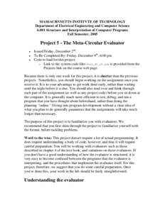 Project 5 - The Meta-Circular Evaluator