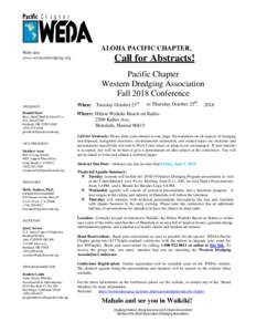Web-site: www.westerndredging.org ALOHA PACIFIC CHAPTER,  Call for Abstracts!