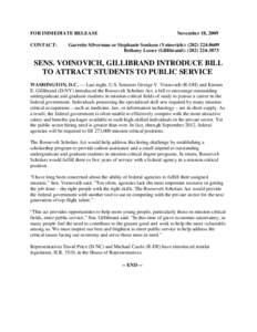 FOR IMMEDIATE RELEASE CONTACT: November 18, 2009  Garrette Silverman or Stephanie Sonksen (Voinovich): ([removed]