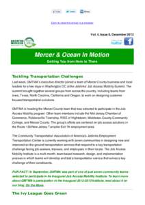Click to view this email in a browser  Vol. 4, Issue 8, December 2012 Mercer & Ocean In Motion Getting You from Here to There