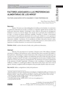 Cómo citar este artículo: Anaya, S. E. y Álvarez, M. MFactores asociados a las preferencias alimentarias de los niños. Revista Eleuthera, 18, DOI: eleuFACTORES ASOCIADOS A LAS PR