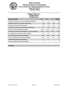 State of Illinois Illinois Commerce Commission Service Quality for Telecommunications Carriers Code Part[removed]Quarterly Filing