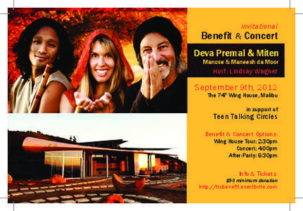 invitational  Benefit & Concert Deva Premal & Miten