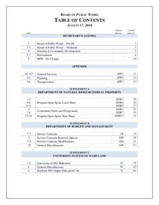 BOARD OF PUBLIC WORKS  TABLE OF CONTENTS AUGUST 17, 2016 Section page no.