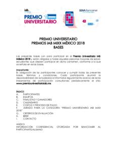     PREMIO UNIVERSITARIO   PREMIOS IAB MIXX MÉXICO 2018  BASES 