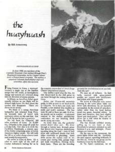 huayhuash By Bill Armstrong PHOTOGRAPHS BY A UTHOR  In June 1988, ten members of the