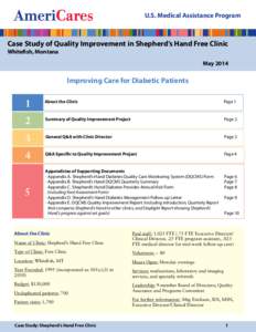 U.S. Medical Assistance Program  Case Study of Quality Improvement in Shepherd’s Hand Free Clinic Whitefish, Montana  May 2014