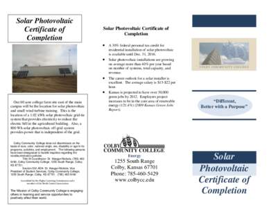 Solar Photovoltaic Certificate of Completion Solar Photovoltaic Certificate of Completion