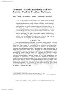 PROOF COPY 001403EQS  Tsunami Hazards Associated with the Catalina Fault in Southern California Mark R. Legg,a) M.EERI, Jose C. Borrero,b) and Costas E. Synolakisb)