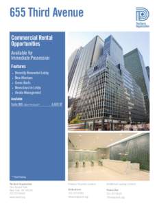 655 Third Avenue Commercial Rental Opportunities Available for Immediate Possession Features