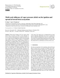 Biogeosciences, 11, 3739–3755, 2014 www.biogeosciences.net[removed]doi:[removed]bg[removed] © Author(s[removed]CC Attribution 3.0 License.  Multi-scale influence of vapor pressure deficit on fire ignition and