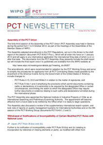 PCT NEWSLETTER No[removed]October 2012)