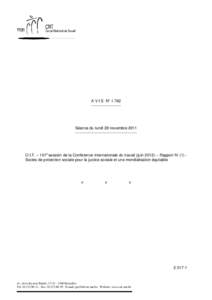 A V I S N° 1.782 ----------------------- Séance du lundi 28 novembre 2011 -----------------------------------------------