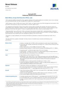 News Release Aviva plc 2015 Preliminary Announcement 10 MarchAviva plc 2015