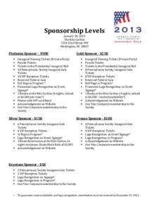 2013 Pennsylvania Society 2012 Inaugural Gala Sponsorship Opportunities