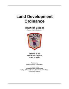 Land Development Ordinance for the Town of Blades, Delaware (without Zoning Map)