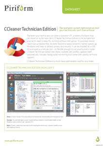 Computing / CCleaner / Windows XP / Windows NT / Piriform / Technical support / Windows 7 / Microsoft Windows / Personal computer / System software / Software / Utility software