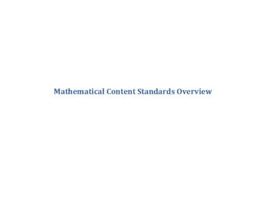 Mathematical Content Standards Overview  Mathematical Content Standards Overview Kindergarten  Grade 1