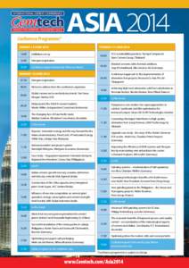 Conference Programme*  ASIA 2014 SUNDAY 15 JUNE 2014