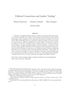 Political Connections and Insider Trading∗ Thomas Bourveaua Renaud Coulombb  Marc Sangnierc