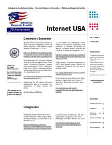 Embajada de los Estados Unidos • Servicio Cultural e Informativo • Biblioteca Benjamín Franklin  Internet US SA Vol. 13, Núm. 2
