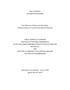 Rulemaking: [removed]FSOR Consumer Products Method 310