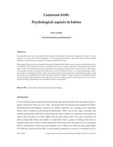 Caesarean birth: Psychological aspects in babies Rien Verdult Psycholoog-babypsychotherapeut  Summary: