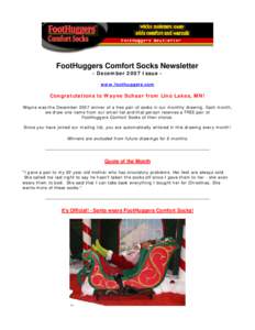 FootHuggers Comfort Socks Newsletter - December 2007